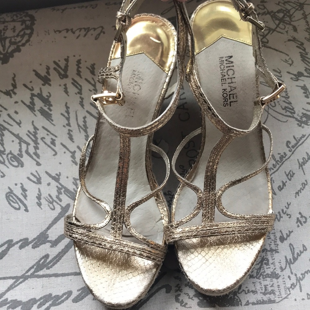 Gold Michael Kors wedges